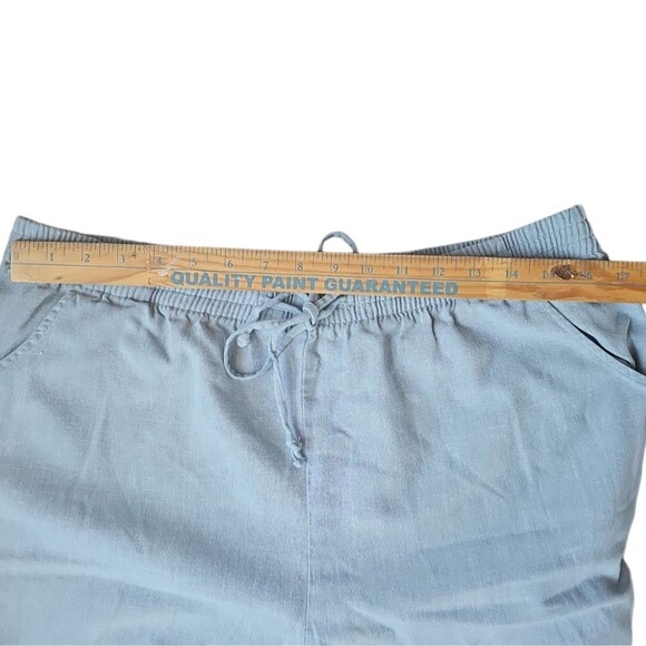 Adolfo Sport Linen Blend Shorts Slate Blue Sz M Pull On Elastic Waistband Beach - Picture 6 of 9